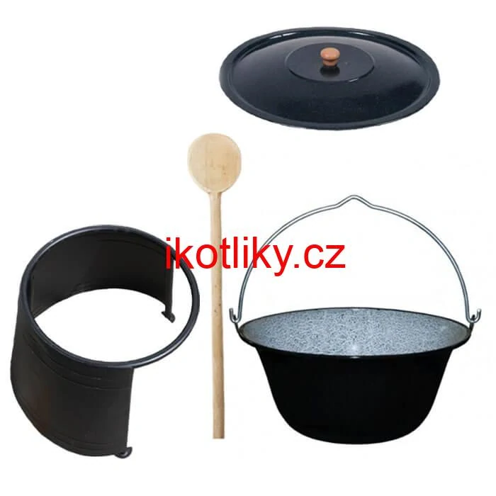 Smaltovaný kotlík 8 L (1,2 mm) + poklice + chránič plamene