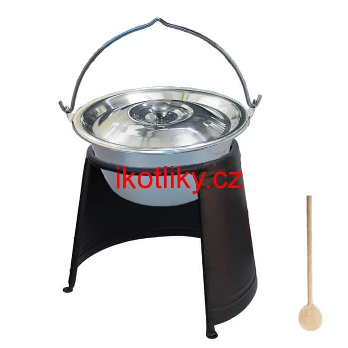 Nerezový kotlík 10 L (0,8 mm) + poklice + chránič plamene