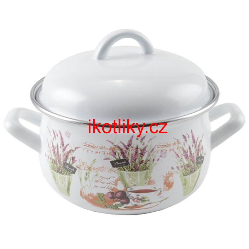 Smaltovaný kastrol s poklicí 1,8 L levandule