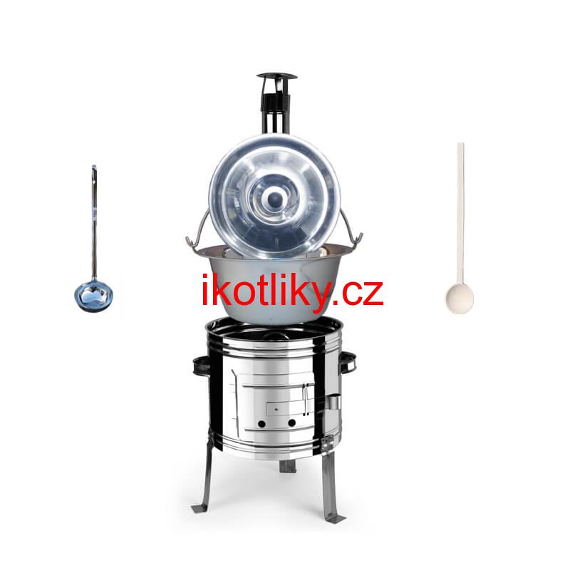 Nerezový kotlík 15 L (0,8 mm) zesílený s nýty + nerezová kotlina 36 cm TOP INOX