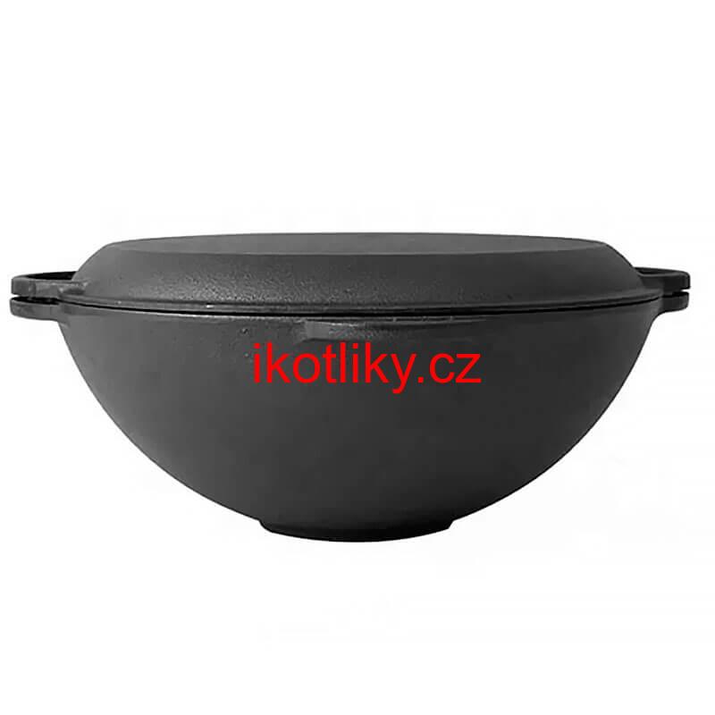 Litinový wok s poklicí (panvicí) 37 cm 3 v 1