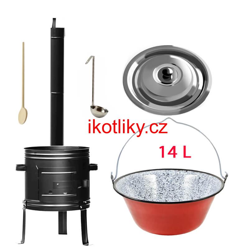 Smaltovaný kotlík 14 L + kovová kotlina 36 KOV