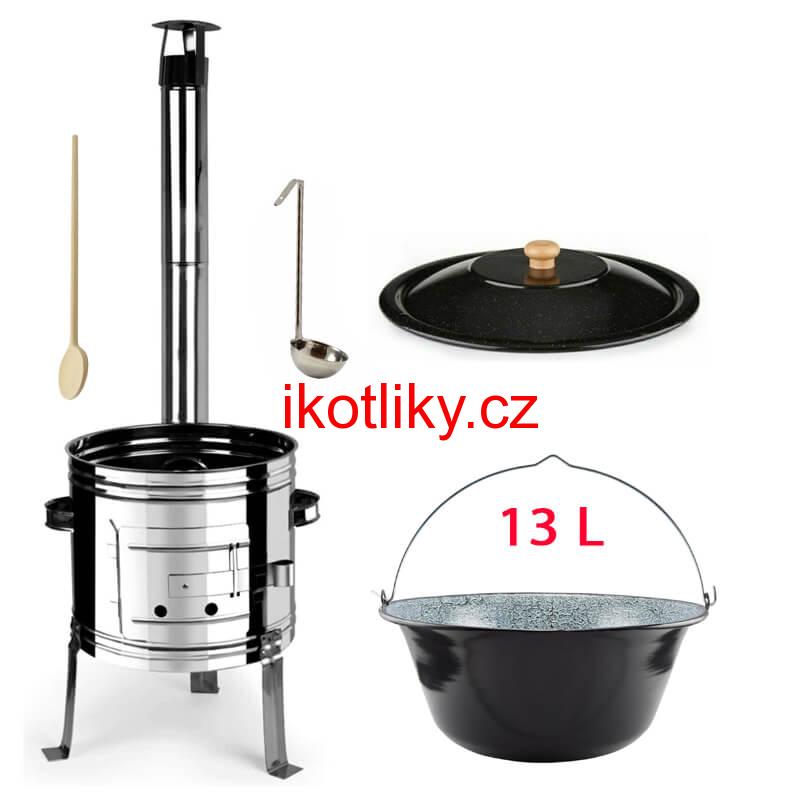 Smaltovaný kotlík 13 L + nerezová kotlina 36 INOX