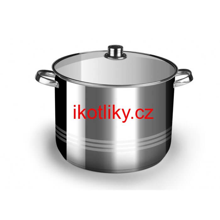 Nerezový hrnec 19 L + skleněná poklice