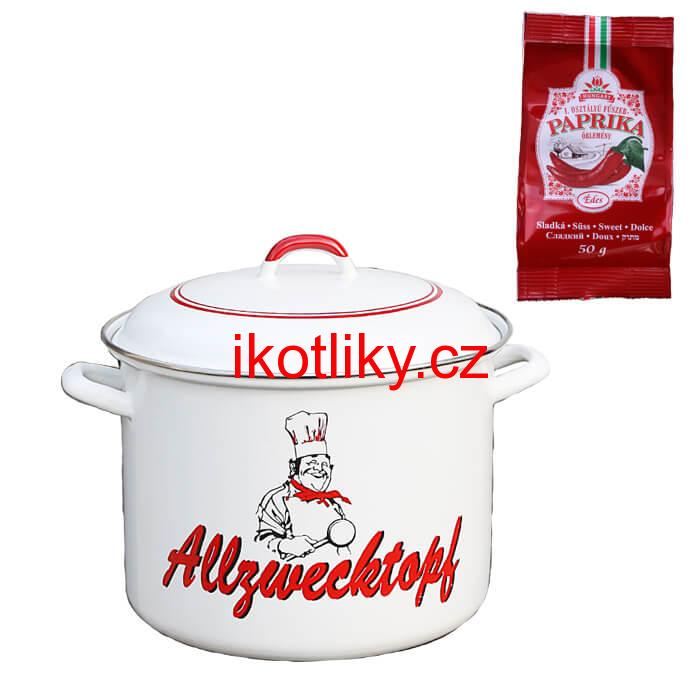 Smaltovaný hrnec s poklicí 13 L kuchař + sladká paprika GURMÁN 50 g