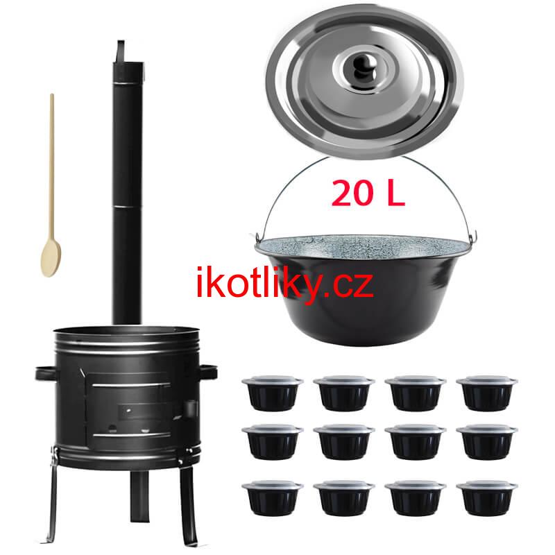 Smaltovaný kotlík 20 L + kovová kotlina 42 KOV