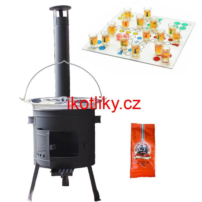 Nerezový kotlík 22 L (0,8 mm) + pepř + člověče pi už + nízká žáruvzdorná kotlina 42 PLUS 600