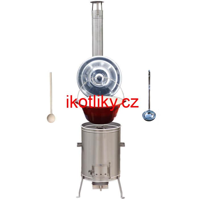 Litinový kotlík se smaltovanou úpravou 10,8 L + Nerezová kotlina 33 LUX