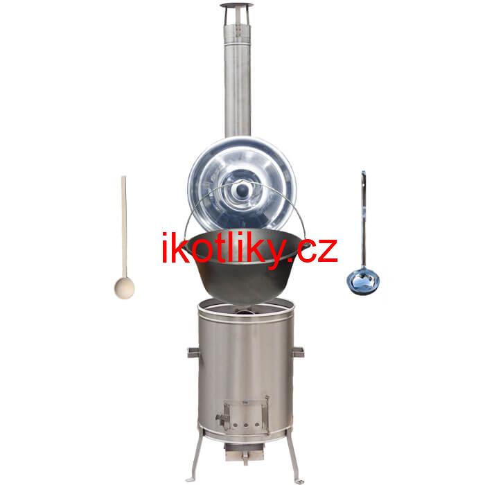 Litinový kotlík bez povrchové úpravy 10,8 L + Nerezová kotlina 33 LUX