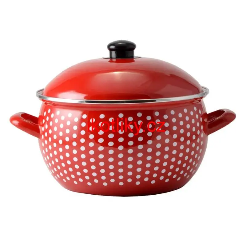 Smaltovaný hrnec 3,8 l červený 18 cm (tečkovaný)