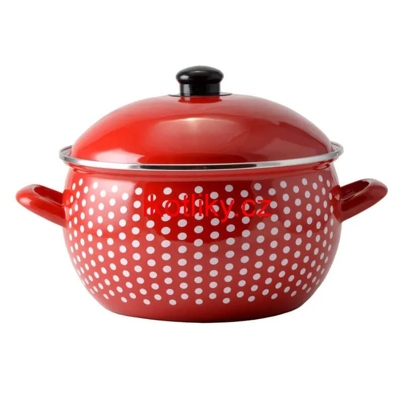 Smaltovaný hrnec 6 l červený 24 cm (tečkovaný)