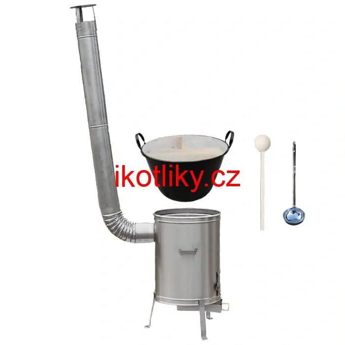 Zabijačkový smaltovaný kotel 100 L + nerezová kotlina (1,5 mm) 60 cm LUX + vařečka a naběračka
