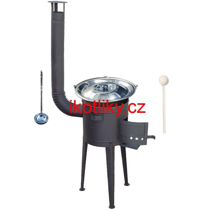 Nerezový kotlík 20 L (1,5 mm) + vysoká žáruvzdorná kotlina (1,5 mm) HODO 42 cm PLUS 600 + vařečka + naběračka