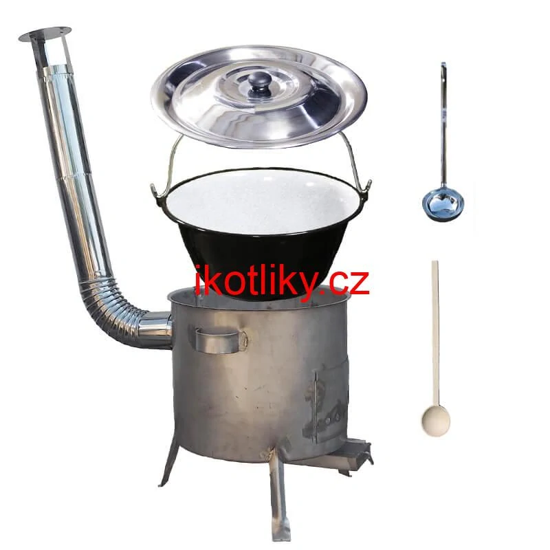 Smaltovaný kotlík 30 L (1,2 mm) + nerezová kotlina 45 cm (1,5 mm) STRONG CLASSIC