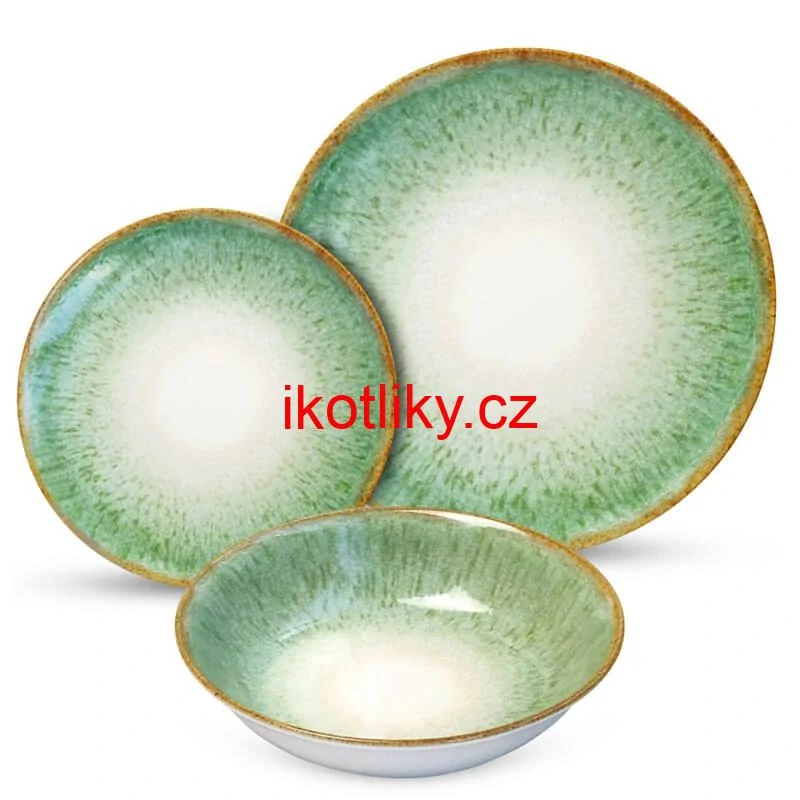 Souprava keramických talířů 18 ks GREEN