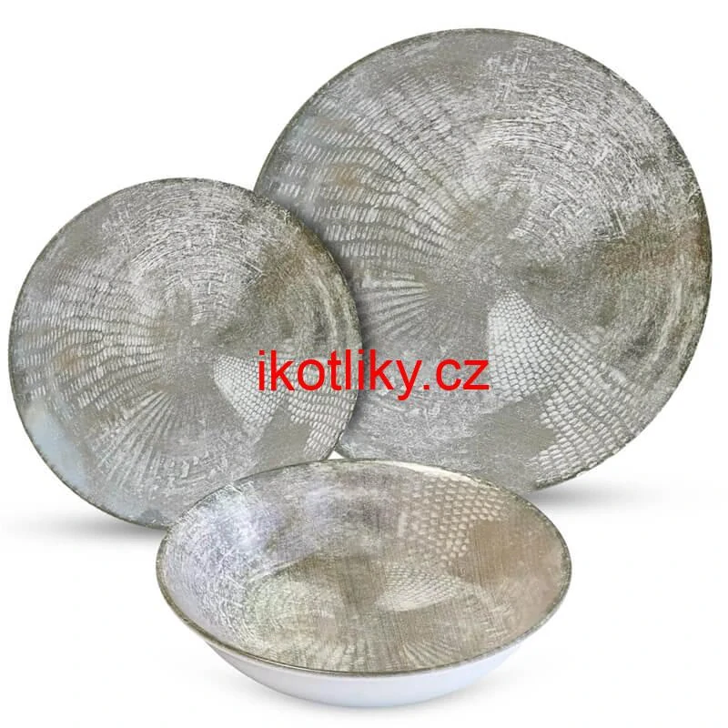 Souprava keramických talířů 18 ks GREY