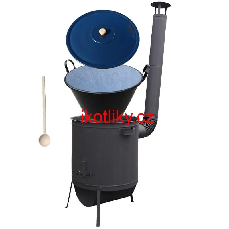 Smaltovaný kotel 60 L na zabijačku + žáruvzdorná kotlina 53 PLUS 600 4 MM + vařečka