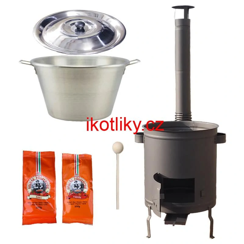 Nerezový kotel 40 L + Hrubostěnná kotlina 45 cm (1,5 mm) STRONG Plus 600 + paprikové koření na guláš