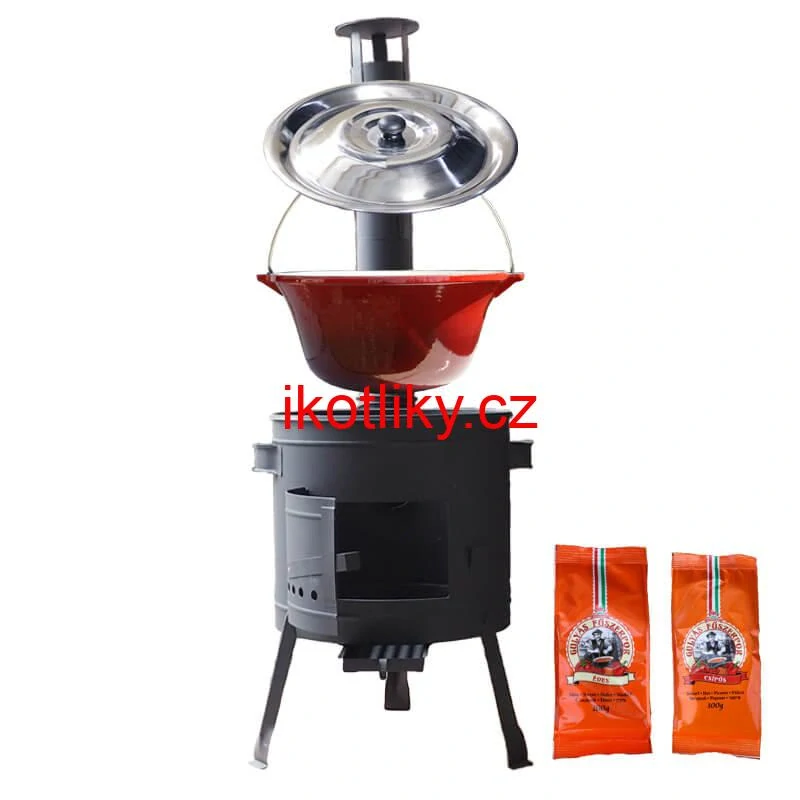 Litinový kotlík se smaltovanou úpravou 22 L + nízká kotlina 42 PLUS 600 + paprikový pepř na guláš - MIX 100 g
