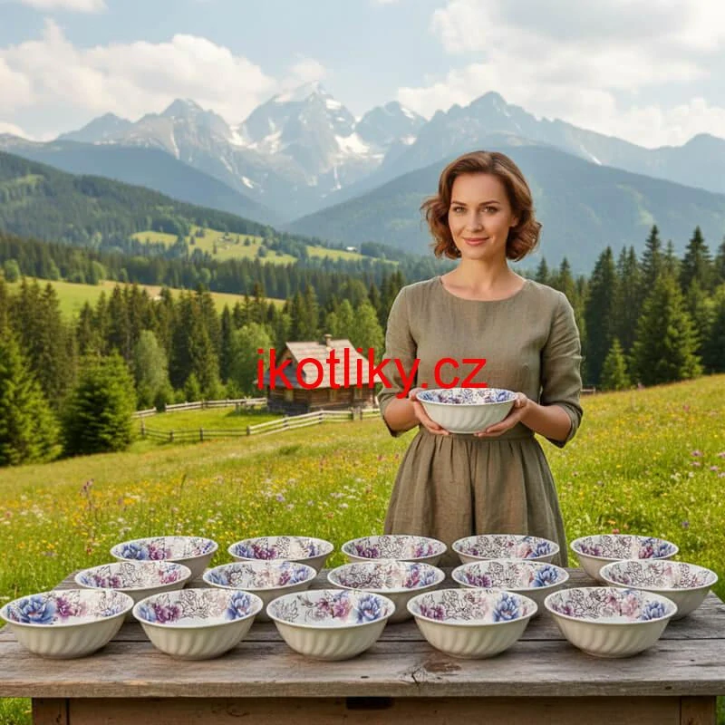 Plastová miska s květinovým vzorem (750 ml) – nyní v sadě 12 kusů!