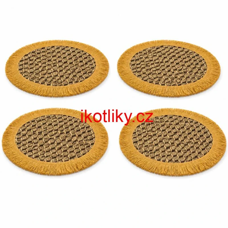 Přírodní podložky pod talíř se třásněmi 37 cm, 4 ks