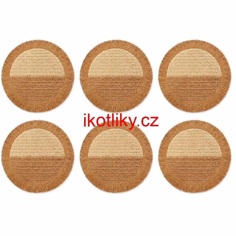 Přírodní podložky pod talíř se třásněmi 37 cm, 6 ks