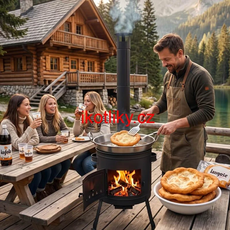 Sada na smažení langošů v přírodě 36 cm se žáruvzdornou kotlinou