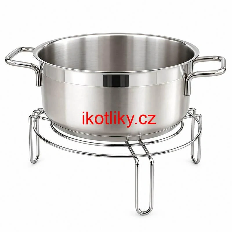 Kulatý nerezový stojan pod hrnec 20 cm, výška 9 cm, tři opěrná místa
