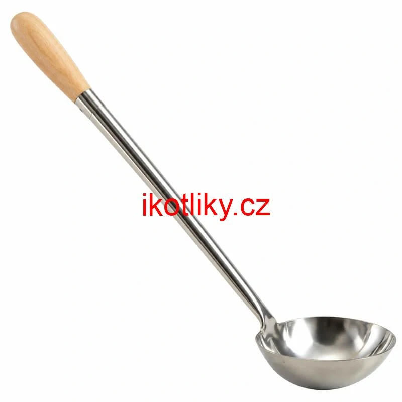 Nerezová naběračka 250 ml s dřevěnou rukojetí – délka 51,5 cm