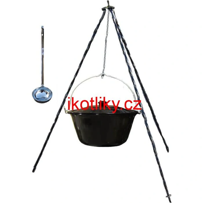 Smaltovaný kotlík 10 L poklice + trojnožka 1,20 m