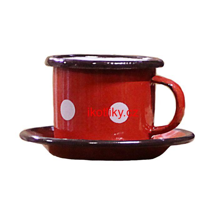 Smaltovaný šálek + podšálek
