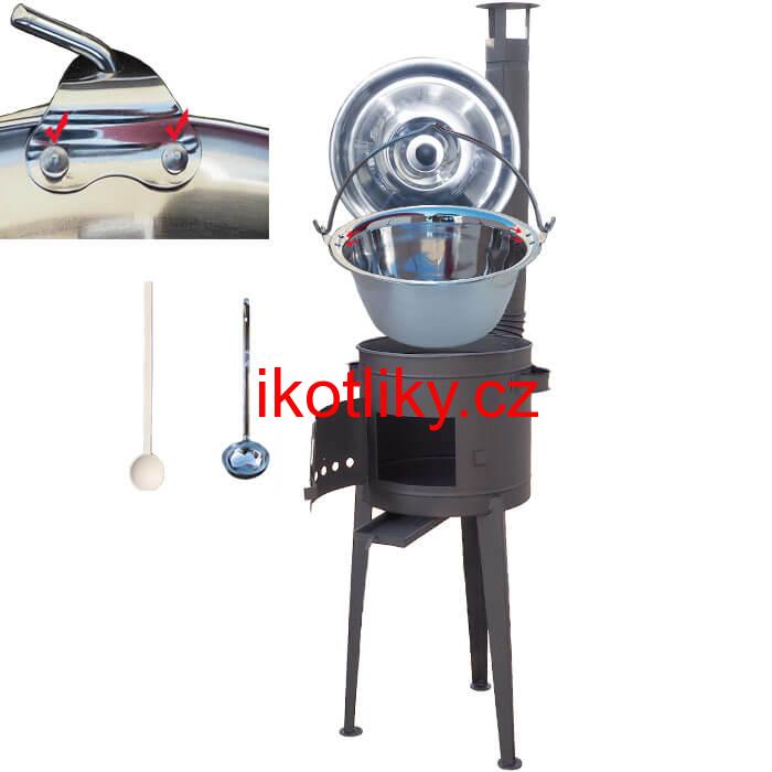 Nerezový kotlík 30 L (0,8 mm) s nýty + vysoká kotlina 45 cm PLUS 600