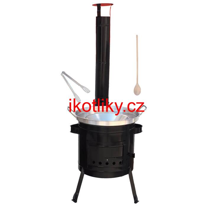 Nerezová pánev na grilování + kovová kotlina 36 cm