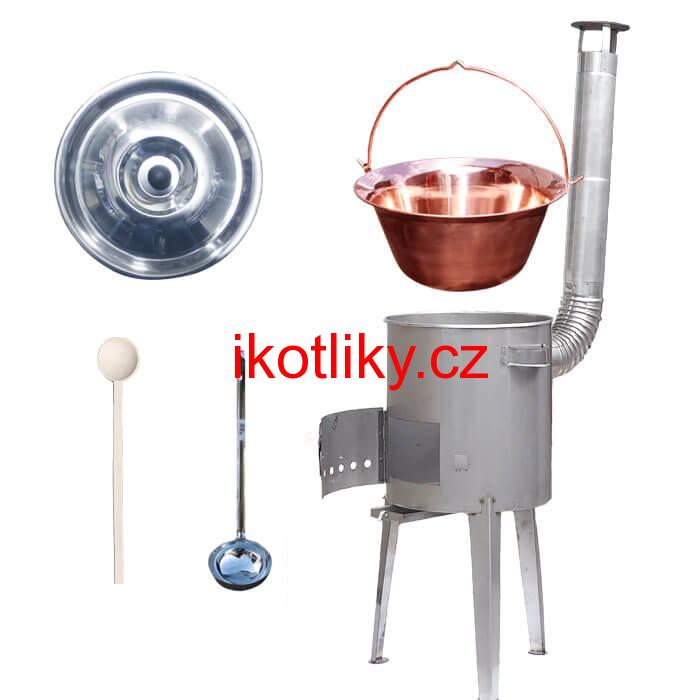 Měděný kotlík 20 L (1,2 mm) + nerezová kotlina 42 cm LUXUS