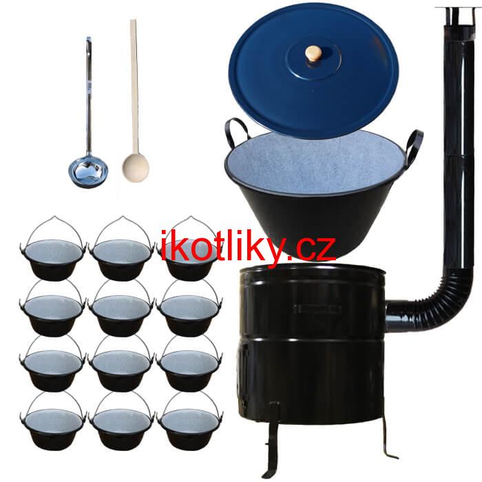 Smaltovaný kotel 60 L + servírovací kotlíky (12 ks) BIG PARTY