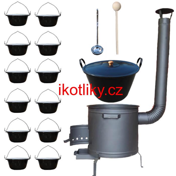 Smaltovaný kotel 70 L + servírovací kotlíky (12 ks) PLUS 600