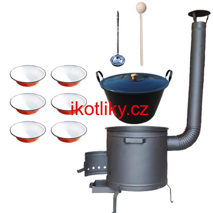Smaltovaný kotel 60 L + smaltované talíře 6 ks PLUS 600