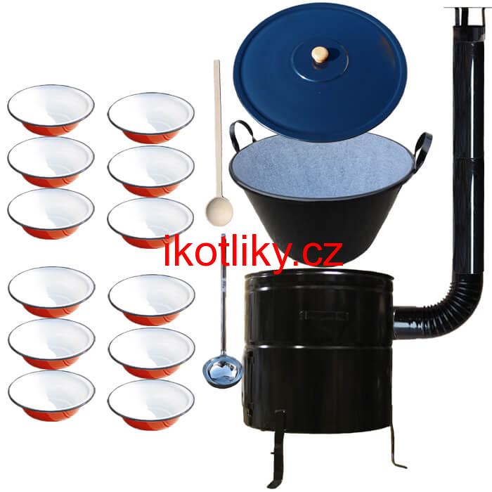 Smaltovaný kotel 80 L + smaltované talíře 12 ks PLUS 600