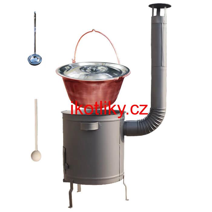 Měděný kotlík 20 L (1,2 mm) + hrubostěnná (1,5 mm) a žáruvzdorná kotlina 42 PLUS 600