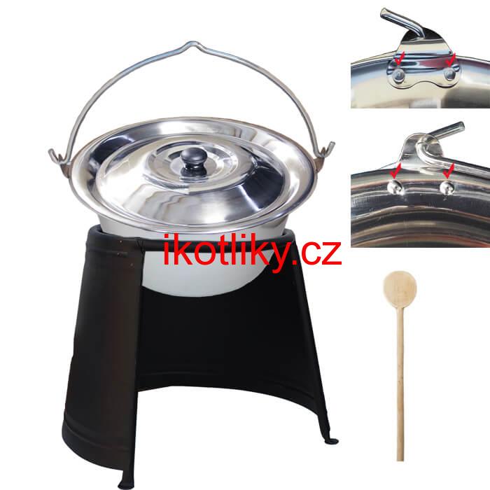 Nerezový kotlík 20 L (0,8 mm) s nýty + chránič plamene
