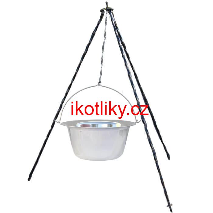 Nerezový kotlík (INOX 0,8 mm) 8 L + trojnožka 1 m