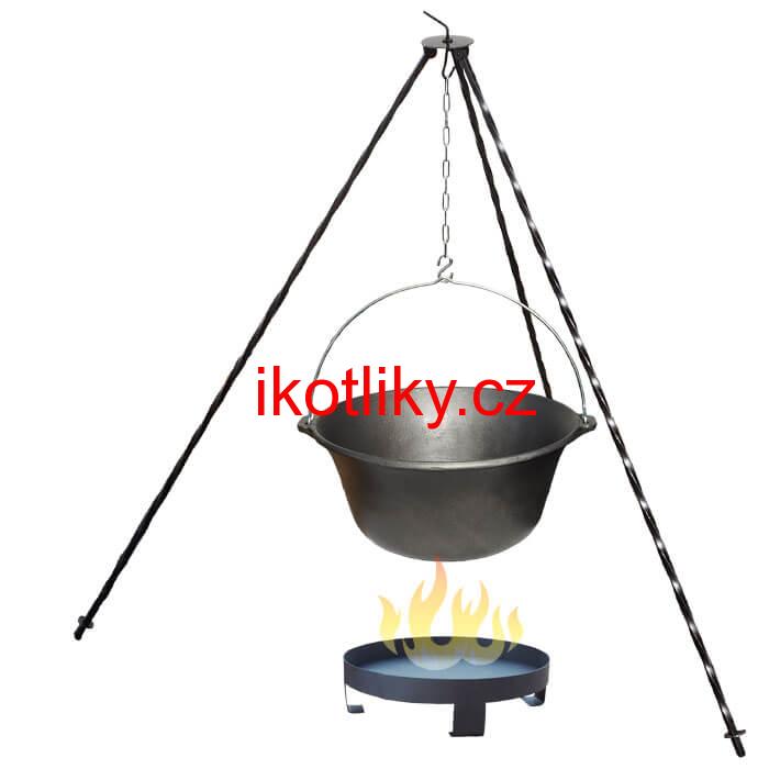 Litinový kotlík 7,2 L + trojnožka 1 m + ohniště 36 cm