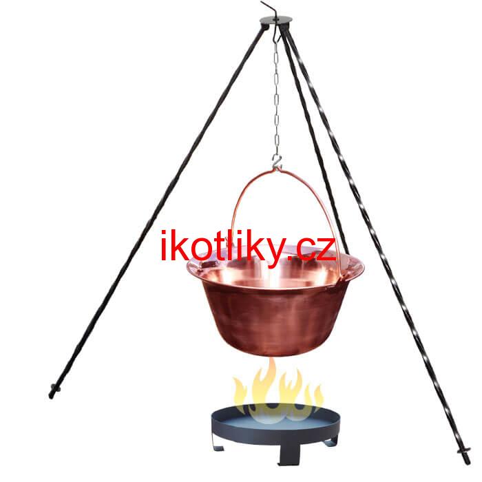 Měděný kotlík 10 L (1,2 mm) + trojnožka 1,2 m + ohniště 36 cm