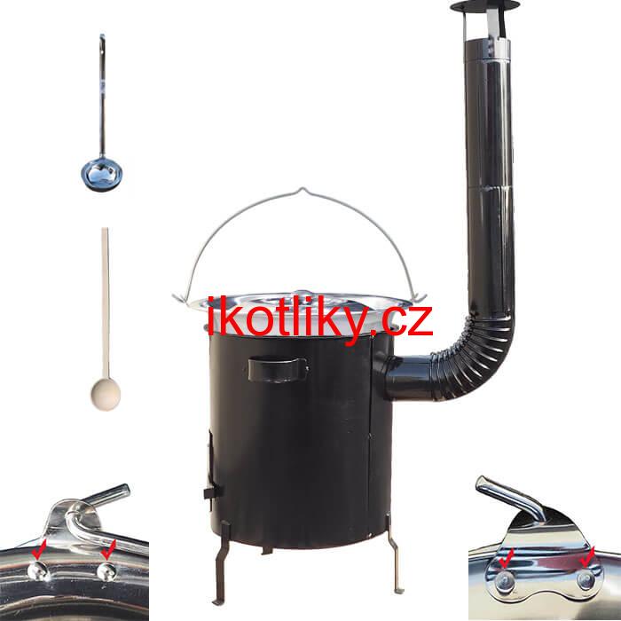 Nerezový kotlík 30 L (0,8 mm) zesílený s nýty + hrubostěnná (1,5 mm) kovová kotlina 45 STRONG