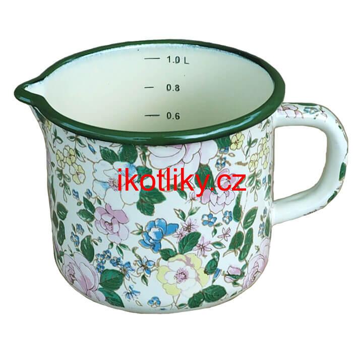 Smaltovaný hrnek s výlevkou 1 L DECOR