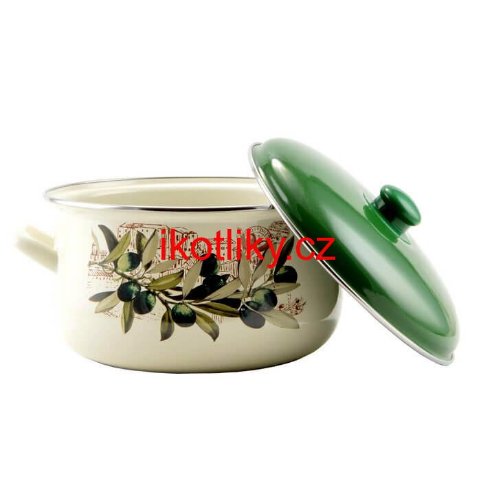 Smaltovaný kastrol s poklicí 6 L OLIVA