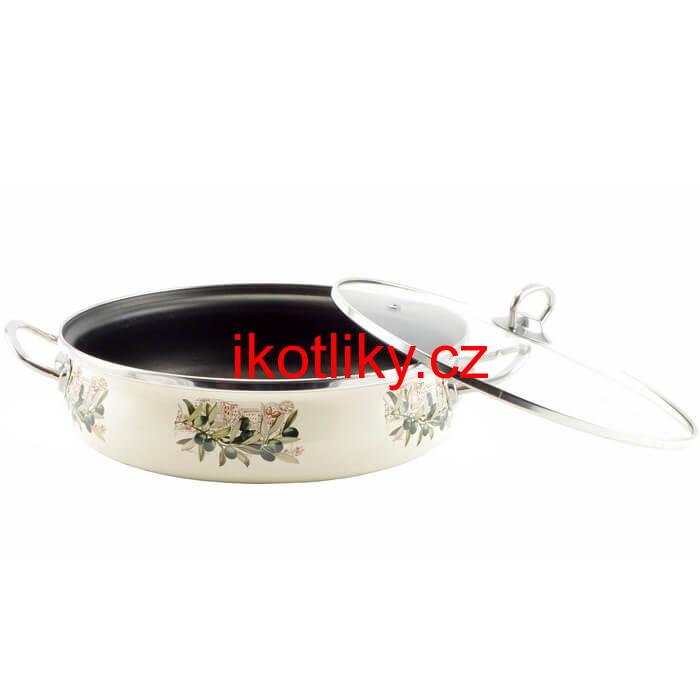 Smaltovaná pánev s poklicí 26 cm OLIVA