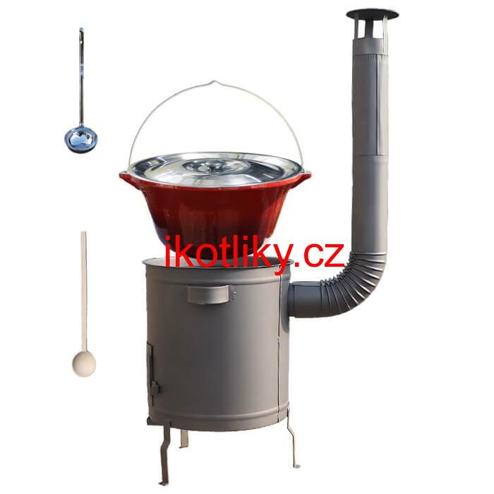 Litinový kotlík 16 L + silnostěnná (1,5 mm) žáruvzdorná kotlina 36 PLUS 600