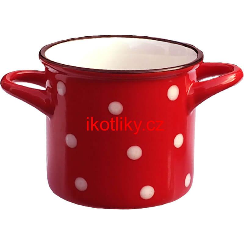 Keramický hrnek na polévku - červený DECOR