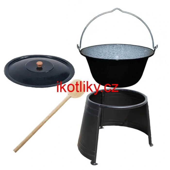 Smaltovaný kotlík 16 L (1,2 mm) + poklice + chránič plamene